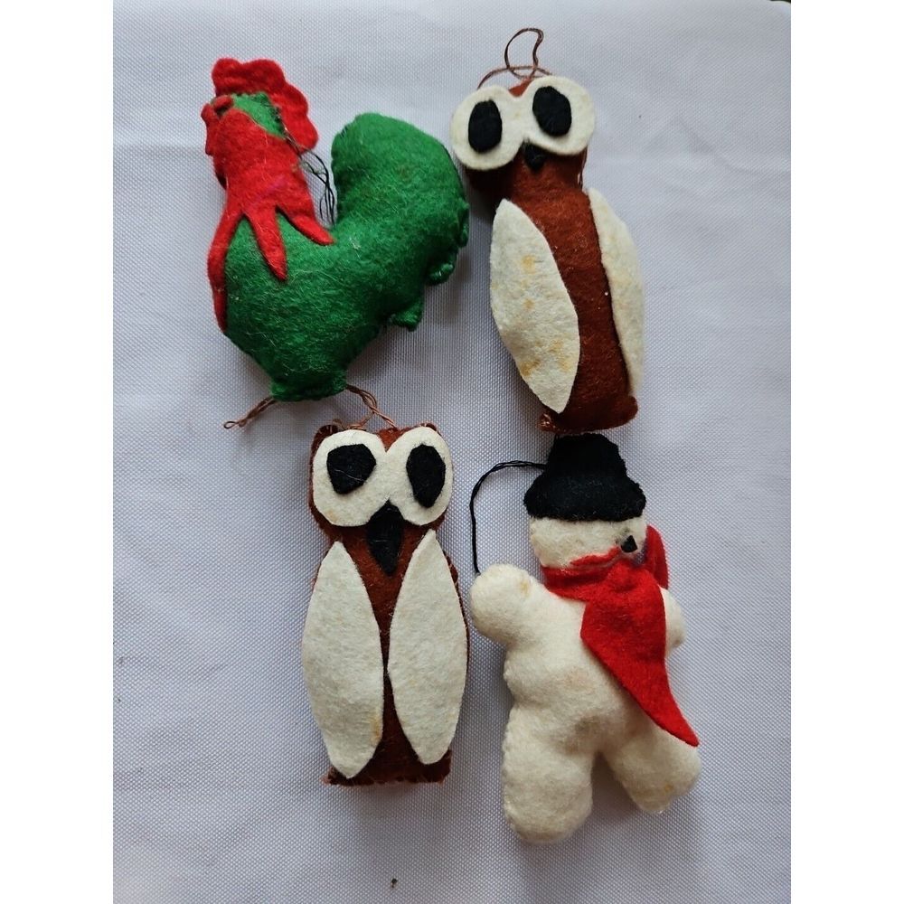 14 Vintage Felt Christmas Ornaments PRIMITIVE Plush HANDMADE Hand Crafted B - Picture 4 of 8